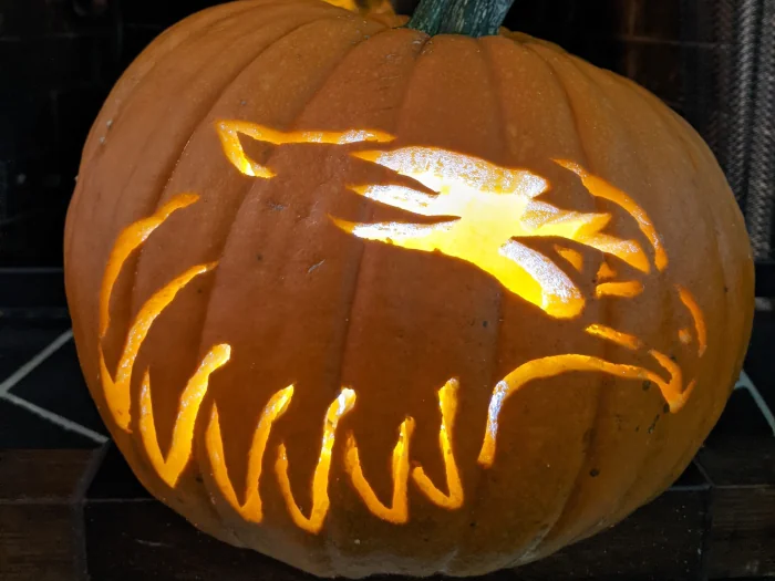 Pumpkin carving created using the sawing technique
