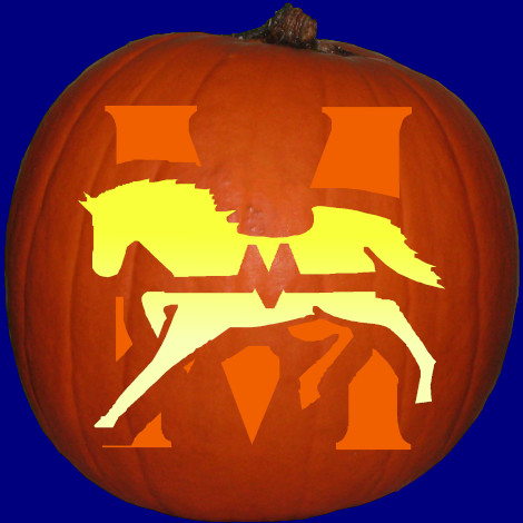 Montecito Elementary Mustangs pumpkin carving stencil pattern preview