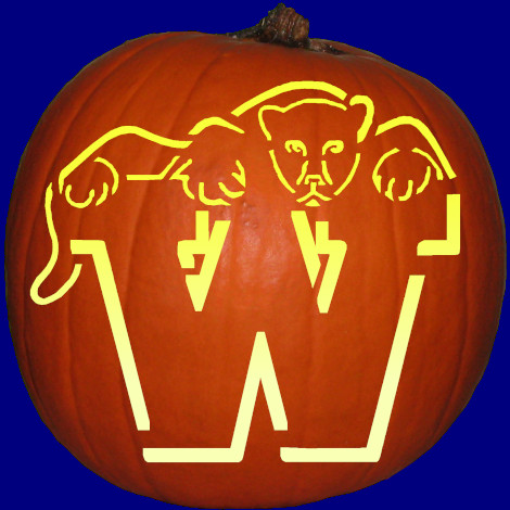 Westridge Elementary Wildcats pumpkin carving stencil pattern preview