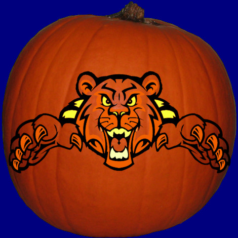 Brentwood Park Elementary Tigers pumpkin carving stencil pattern preview