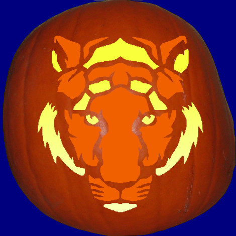 Inman Elementary Tigers pumpkin carving stencil pattern preview