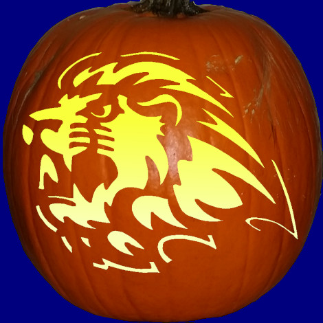 Lochdale Elementary Lions pumpkin carving stencil pattern preview