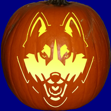 Marlborough Elementary Huskies pumpkin carving stencil pattern preview