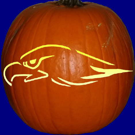 University Highlands Elementary Hawks pumpkin carving stencil pattern preview