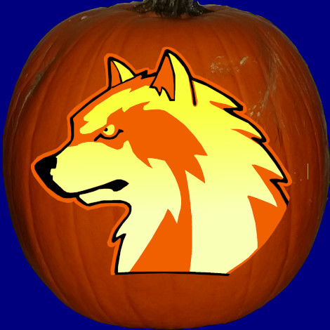 Windsor Elementary Wolves pumpkin carving stencil pattern preview